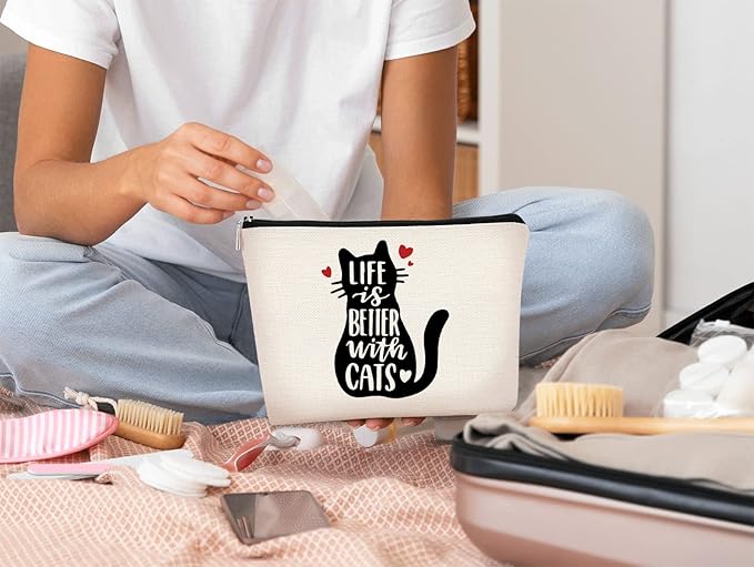 BARPERY Cat Ketten Makeup Bag - Cosmetic Accessory Gift for Cat Lovers, Women & Girls
