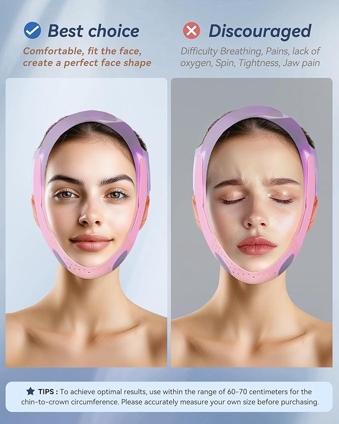 Reusable V Line Silicone Face Strap, Soft Silicone Chin Strap for Women 23-27 Inches