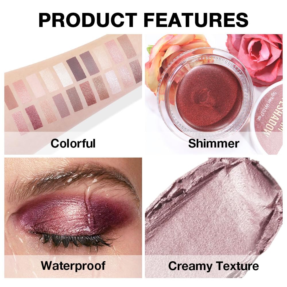 FeiCuiYun Cream Glitter Light Champagne Shimmer Metallic Eyeshadow Palette Makeup For Mature Women, Mini Instant Holographic Eyeshadow, Sombras Crema Para Ojos, Talc, Paraben & Cruelty Free, 730