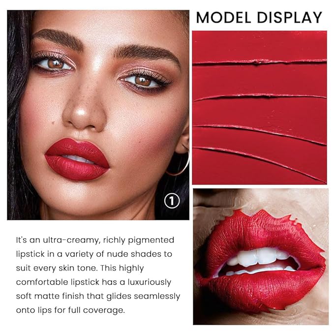 3 Pcs Matte Velvet Lipstick for Women Set,Nude Long Lasting Matte Lip Stick 24H Waterproof for Girls Natural Lip Makeup,Non-Stick Lipstick Makeup for Women,labiales magicos 24 horas originales