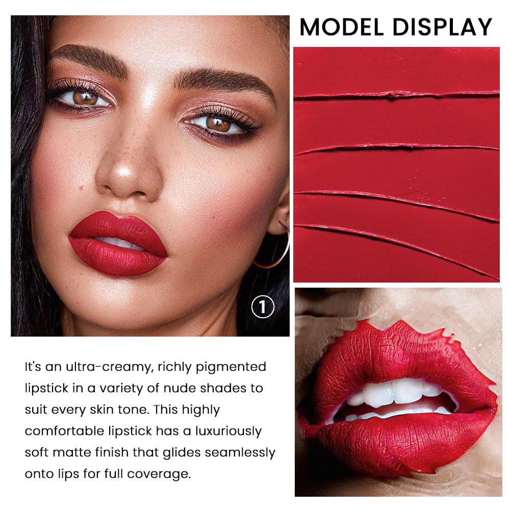 3 Pcs Matte Velvet Lipstick for Women Set,Nude Long Lasting Matte Lip Stick 24H Waterproof for Girls Natural Lip Makeup,Non-Stick Lipstick Makeup for Women,labiales magicos 24 horas originales