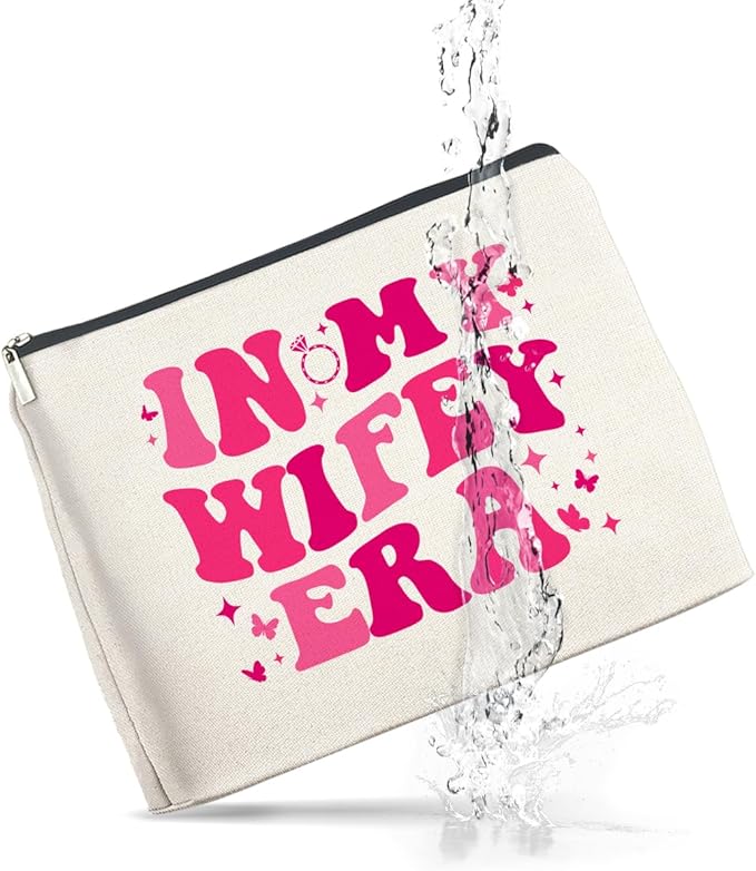 UPNEGE Wifey Makeup Bag Engagement Gifts for Women, Bridal Shower Wedding Bachelorette Party Gifts for Wife Bride, In My Wifey Era Cosmetic Bag Gift