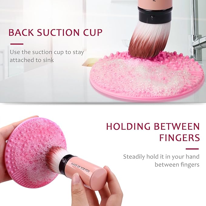 Makeup Brush Cleaner, Make Up Brush Cleaner Cleanser Solution + Brush Cleaning Mat, Makeup Cleaner for Brushes, Sponge, Deep Clean Shampoo, Gentle Formula Cruelty Free 3 Piece Set