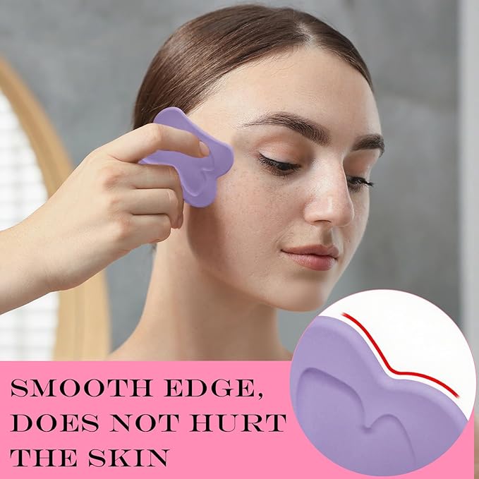 Lymphatic Contour face Brush,Upgrade Lymphatic Drainage Brush，Silicone Facial Body Brush - Lymphatic Drainage Massager for Face, Neck Lifting, Gua Sha Beauty Tool to Shape & Radiant Skin (Purple)