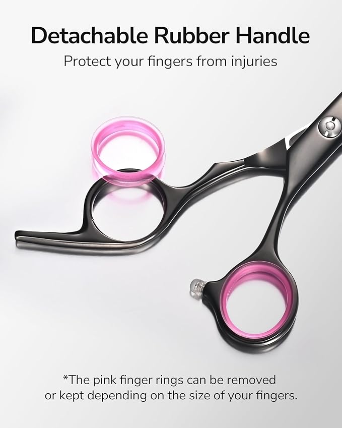 Hair Cutting Scissors, ULG Professional Hair Scissors 6.5 inch Right-Hand Razor Edge Barber Shears Salon Hair Cutting Shears Made of Japanese Stainless Steel, Hand Sharpened Black-Pink