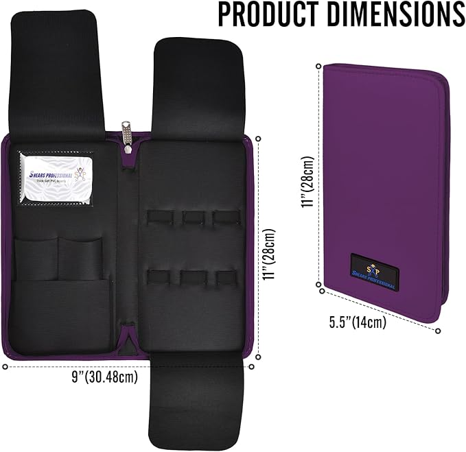 Shears Professional Leather 5 Scissor & Shear Storage Case for Hairstylist - Hairdresser -Scissor Holder Perfect for home-saloon use (Purple)