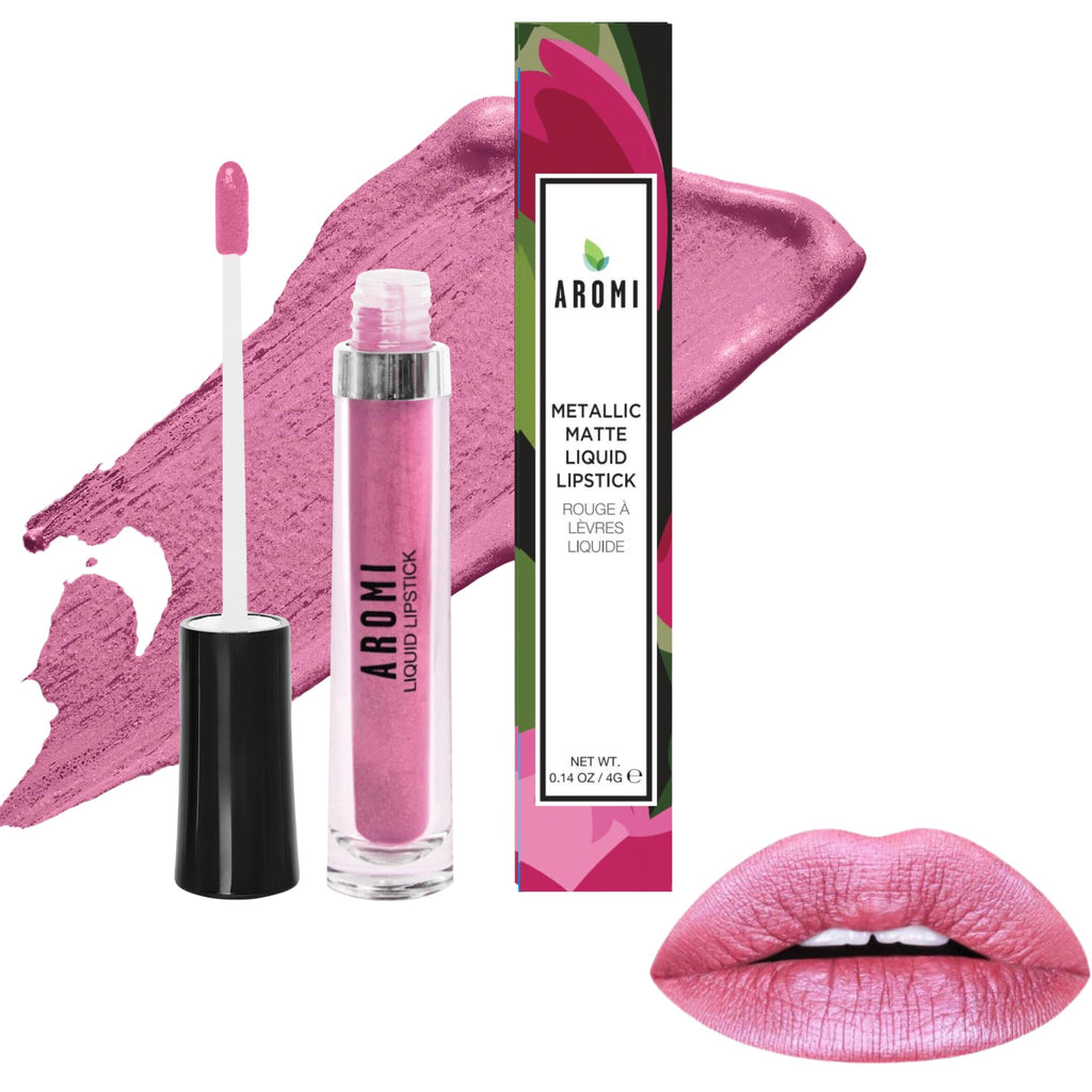 Aromi Cotton Candy Metallic Matte Liquid Lipstick - Rosy Pink Shade