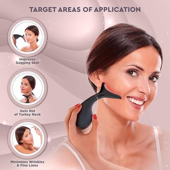 GLO24K LED Facial Massager for Face & Neck – Beauty Wand with LED Light, Vibration & Gentle Warmth – Cosmetic Skincare Tool for Daily Self-Care