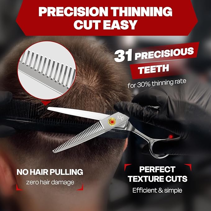 Professional Thinning Shears, High-End Japanese 440C Stainless Steel Hair Cutting Scissors with Sharp Edge Blades, 6.8 inch Hair Cutting Shears, Right Hand Hair Scissors for Salon, Home, Pet
