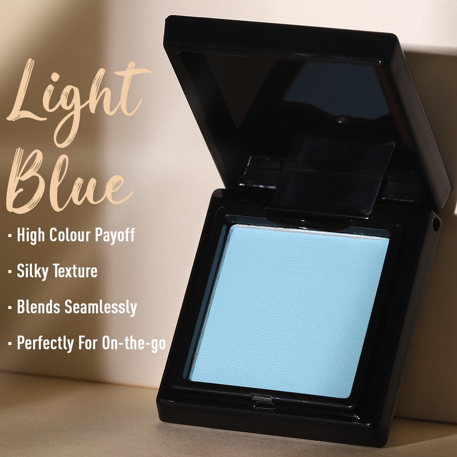 UCANBE Light Blue Single Eyeshadow Palette, Highly Pigmented Matte Eye Shadow Powder, Professional Long-Lasting Waterproof Makeup Palette