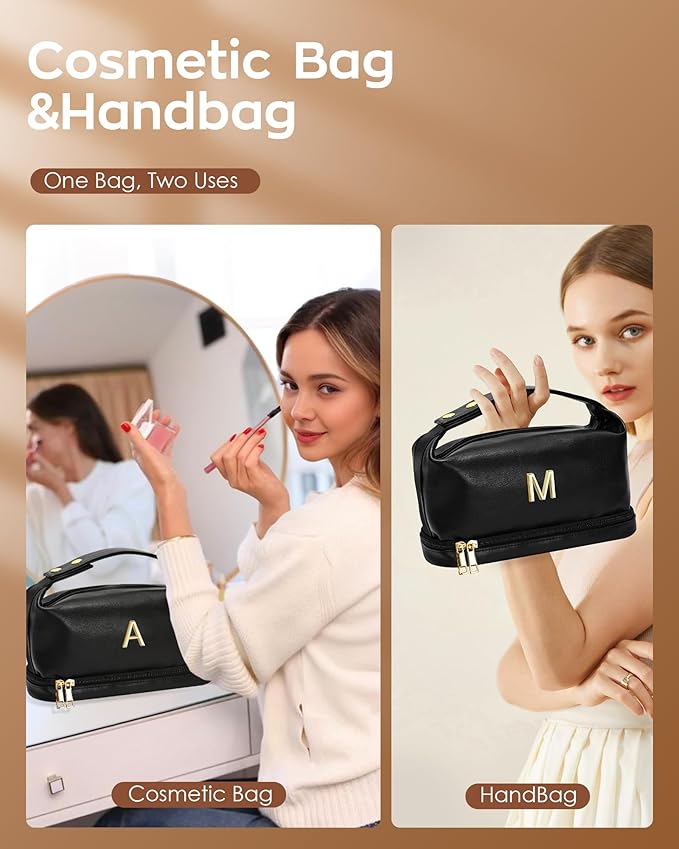 Vogewood Personalized Teen Girl Gifts, Personalized Makeup Bag with Handle