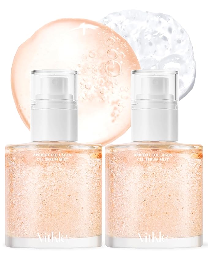 Vitkle Apricot Collagen Gel Serum Mist - Korean Face Moisturizer French Patented with 8-Layer Hyaluronic Acid, Bakuchiol, Adenosine for Hydration Glow Firming Anti-Aging Spray, 6.76 fl.oz.