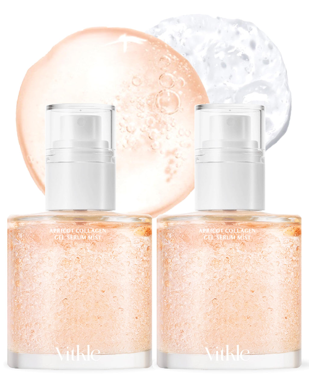 Vitkle Apricot Collagen Gel Serum Mist - Korean Face Moisturizer French Patented with 8-Layer Hyaluronic Acid, Bakuchiol, Adenosine for Hydration Glow Firming Anti-Aging Spray, 6.76 fl.oz.