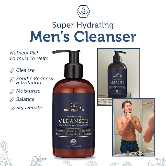Era Organics USDA Organic Men's Face Wash - Hydrating Face & Body Cleanser