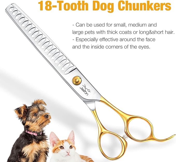 JASON Dog Grooming Chunker Scissors - 7" Blending Thinning Shears Trimming