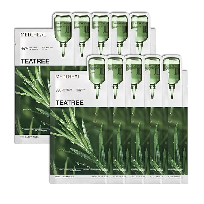 MEDIHEAL Tea Tree Essential Face Sheet Mask, Calming Moisture (10ea)