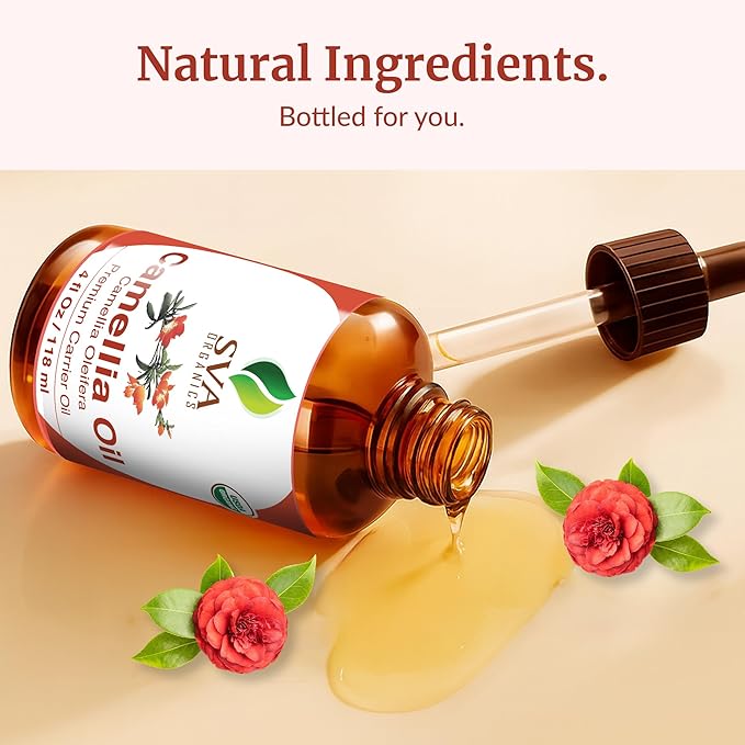 SVA Organic Camellia Seed Carrier Oil with Dropper, 4 Fl Oz (118 ml)