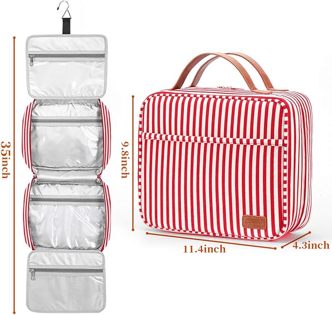 Bosidu Hanging Travel Toiletry Bag, Large Capacity Cosmetic Travel Toiletry Organizer for Women with 4 Compartments & 1 Sturdy Hook, Perfect for Daily Use/Valentines' Day