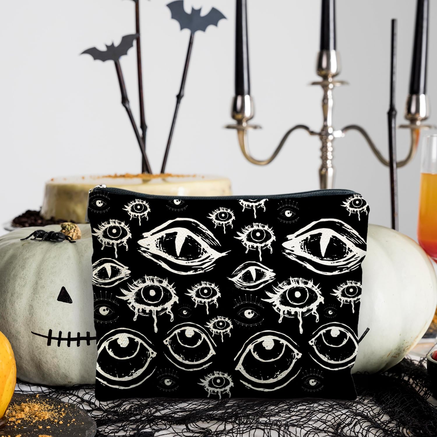 RYYCDOI Goth Makeup Bag, Mystical Gothic Evil Eyes Witchy Cosmetic Bag Toiletry Bag for Women, Witch Stuff, Halloween Makeup Bag, Halloween Gifts for Women