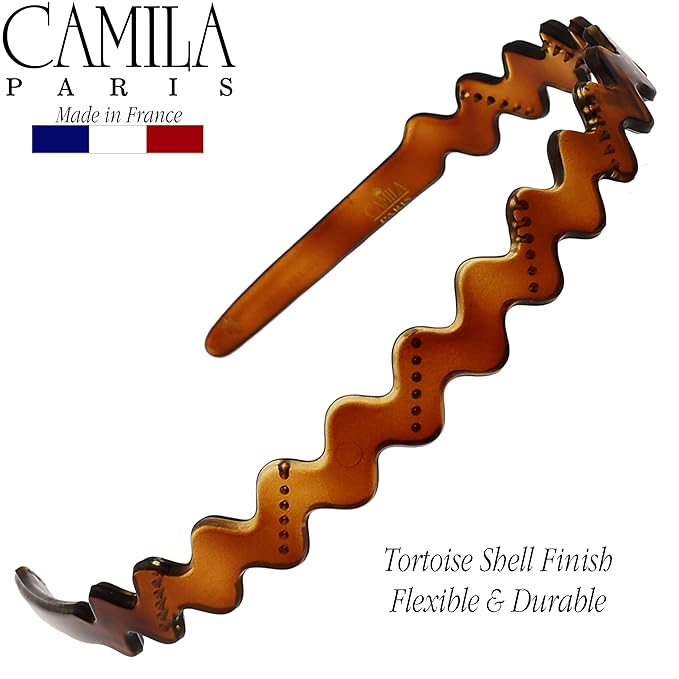 Camila Paris CP3881 French Headband for Women, Tortoise Shell, Strong Hold Grip Women's Hair Band, Ligth and Very Flexible, No Slip Durable Styling Girls Hair Accessories, Made in France