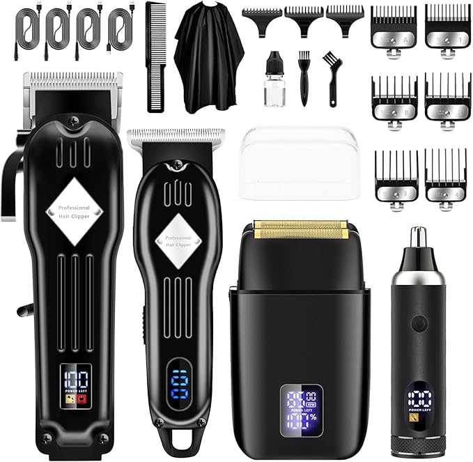 SUNNOW Hair Clippers and Trimmer Set, Electric Razor with Adjustable Speed