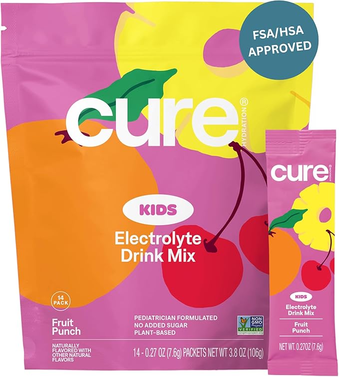 Cure Hydration - Kids Electrolyte Drink Powder Fruit Punch 14 Packets