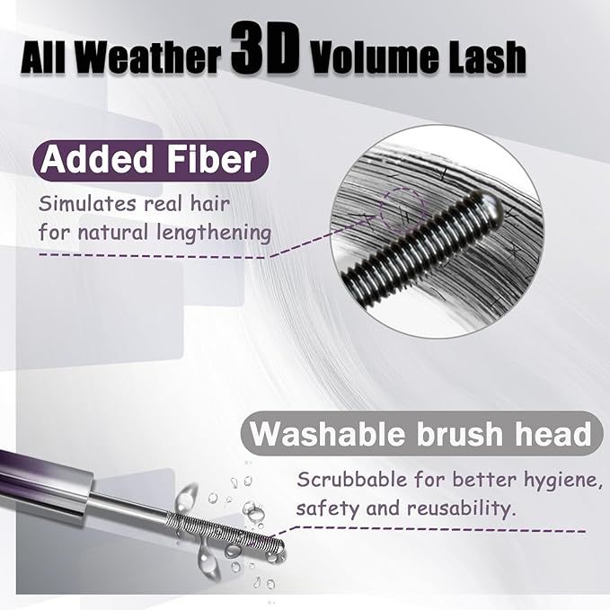 Iron Wand Mascara, Metal Wand Mascara, 3D Curling Metal MascaraWand, Clump-Free, Waterproof & Smudge-Proof Formula For Naturally Long, Thick Lashes (2PCS)