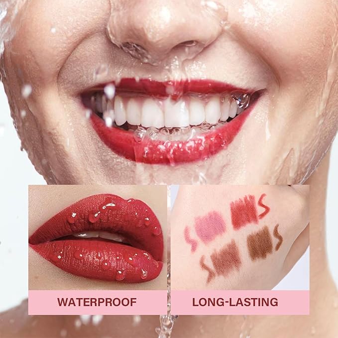 4 Colors Sculpting Matte Lip Liner Set,Mini High-Pigmented Long Lasting