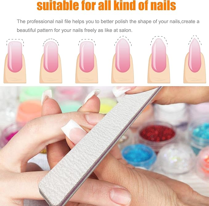 27pcs Double Sided Emery Board,80/80 Grit Nail Files for Acrylic Nails