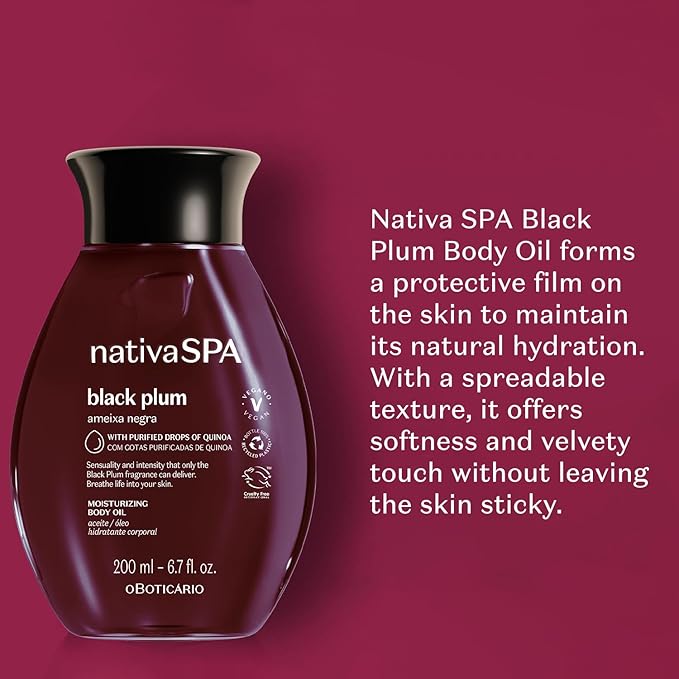 Nativa SPA Brazilian Body Oil - 6.7 oz, Moisturizing & Firming Black Plum