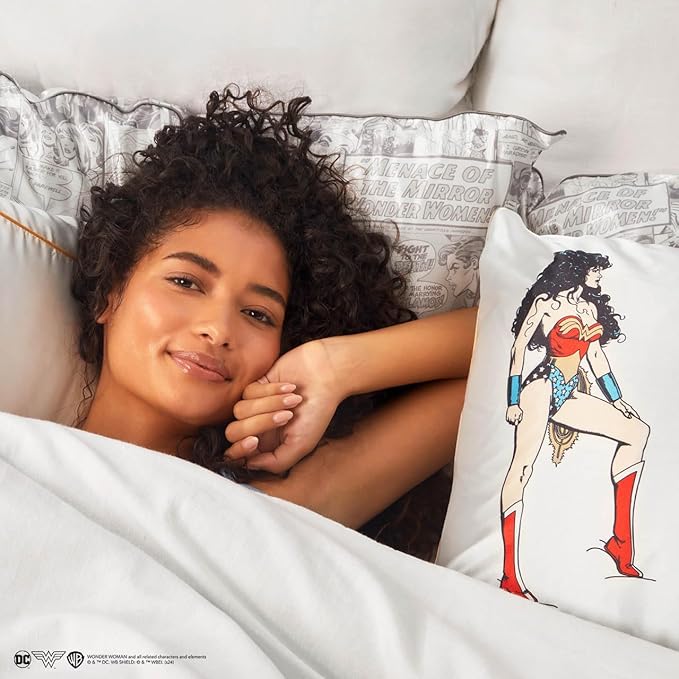 Kitsch x Wonder Woman Satin Pillowcase, Size 19x36 - Believe in Wonder