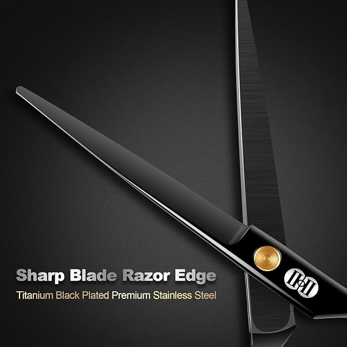 CIICII Hair Cutting Scissors, 6.5 Inch Barber Haircut Scissors Kit (Black)