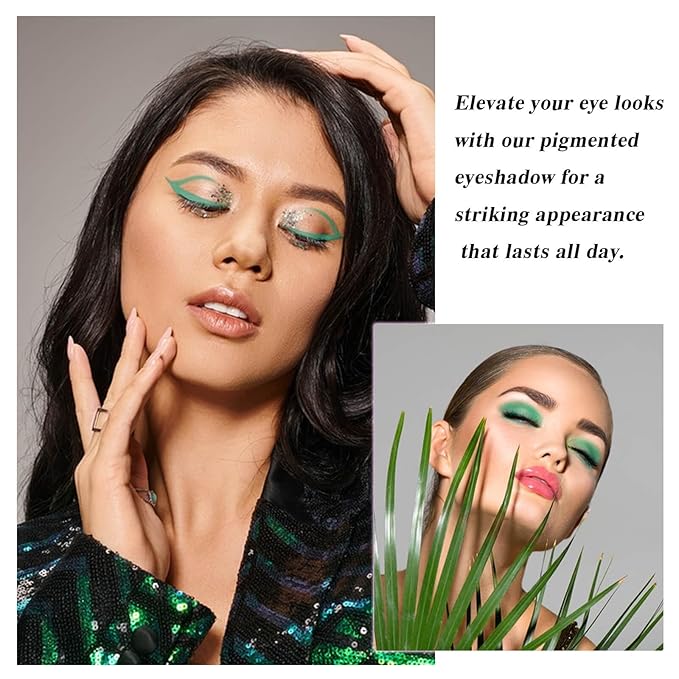 MEICOLY Single Green Eyeshadow Palette with Mirror,St Patricks Day Matte Green Eye Shadow for Elphaba,Pressed Powder Eyeshadow,High Pigment,Long Wear,Waterproof,Spirit Day Wear Eye Makeup