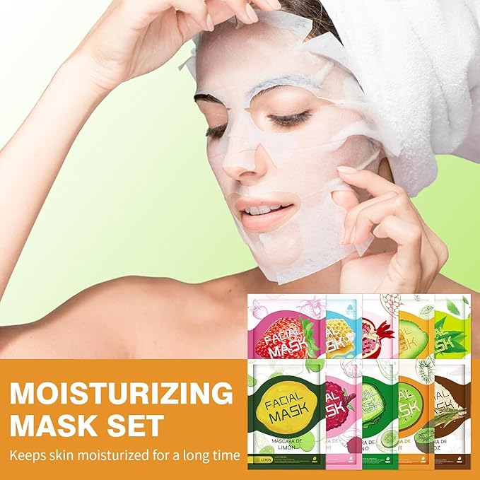 GUOYAOLIFU 30 Sheets Face Masks Skincare, Hydrating Face Masks Suitable for Sensitive Skin, Bulk Facial Mask for Women Skin Care, Soothe Face Mask for Spa