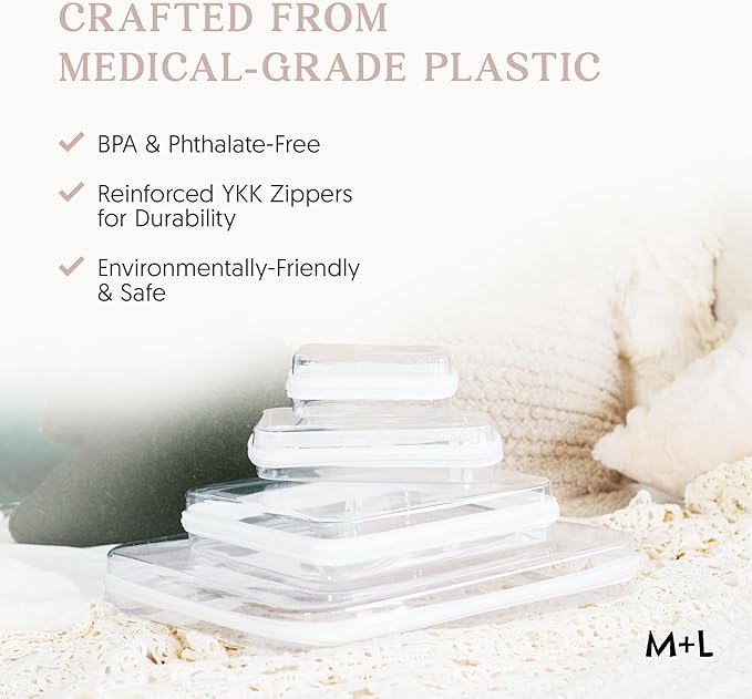 MAPLE + LARK Bliss Bins - Hard Sided Clear Zipper Case for Storage - Professional-Grade Plastic Clear Zipper Pencil Case, Toiletry Pouch, Travel Organizer, Cosmetic Bag, Toy Storage Bins (2 Pack, S)