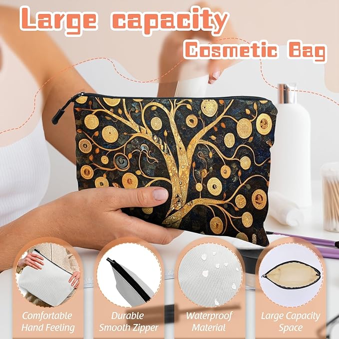 Scribesense Cosmetic Bags Travel Makeup Toilet Case Waterproof Pouch for Women Girls 6.7X9.45inches - Celestial - Inspired Ornamental Tree