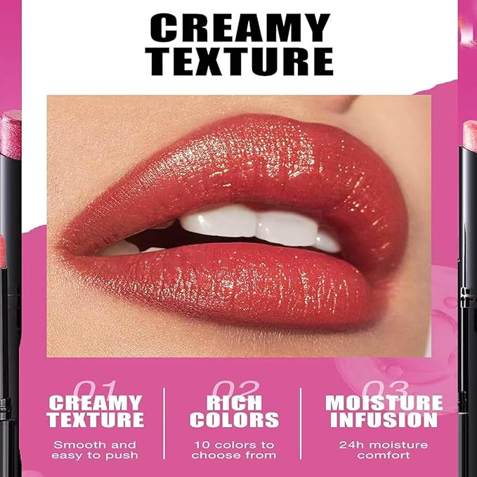 Metiplou Dark Purple Lipstick For Women Matte Nude Glitter Highly Pigmented Moisturizing Lip stick Hypoallergenic Waterproof Long Lasting Lipsticks Quick Makeup Lightweight Portable # 06