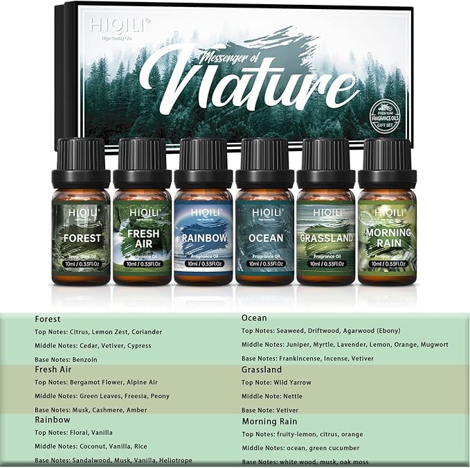 HIQILI Nature Fragrance Oil Trial Set, Scented Oil for DIY & Diffuser