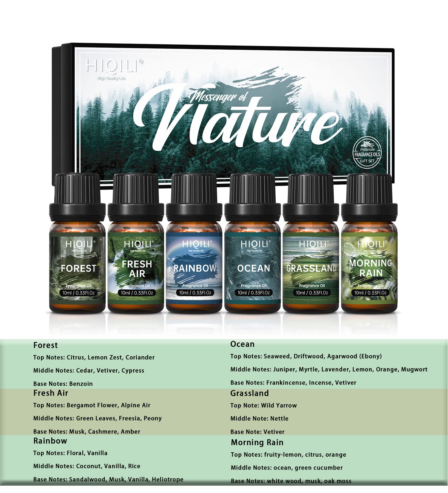 HIQILI Nature Fragrance Oil Trial Set, Scented Oil for DIY & Diffuser