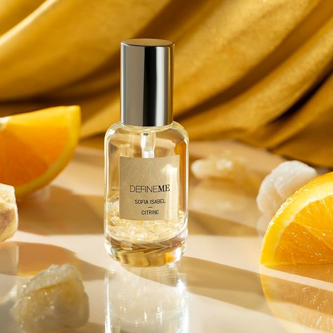 DefineMe Sofia Isabel, Citrine Crystal Perfume, 0.95 fl oz, Gourmand, Fruity and Sweet Fragrance with Mandarin, Tangerine, Vanilla & Jasmine Notes, Perfumes for Women