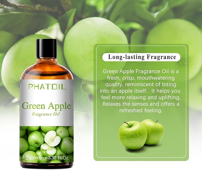PHATOIL Green Apple Fragrance Oil for Diffuser Aromatherapy 3.38FL.OZ