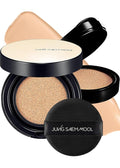 JUNG SAEM MOOL Essential Skin Nuder Longwear Cushion 0.98 Fl Oz, Refill Included, 24H Lasting Korean Cushion Foundation with High Coverage, Semi-Matte Natural Finish (SPF 50, 19 Light)
