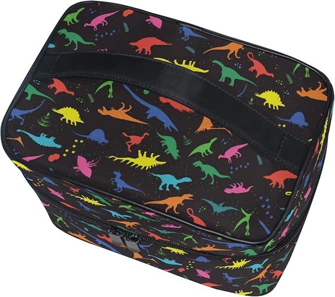 MNSRUU Makeup Bag, Dinosaurs Travel Makeup Organizer Bag Cosmetic Cases Toiletry Bags for Girl Women Ladies