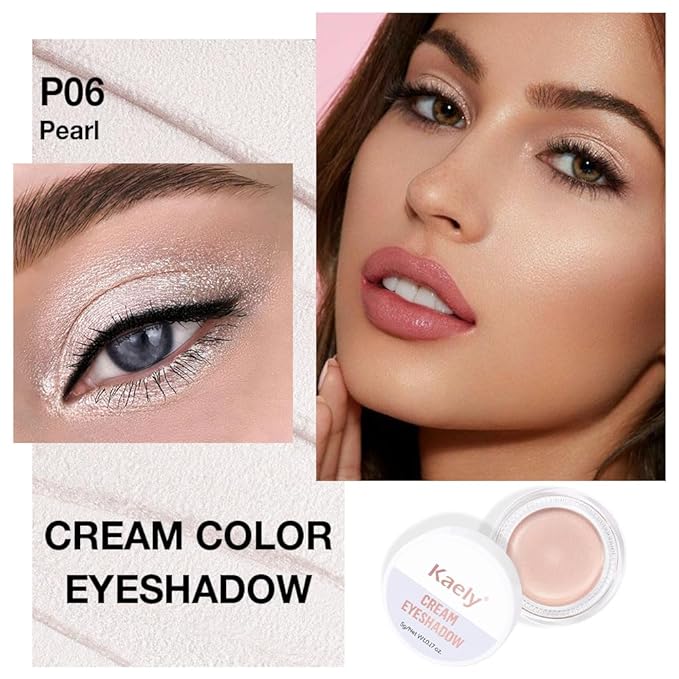 FeiCuiYun Cream Glitter Purity Shimmer Metallic Eyeshadow Palette Makeup, Natural Single Mini Instant Holographic Eyeshadow For Women, Sombras Crema Para Ojos, Talc, Paraben & Cruelty Free, P06