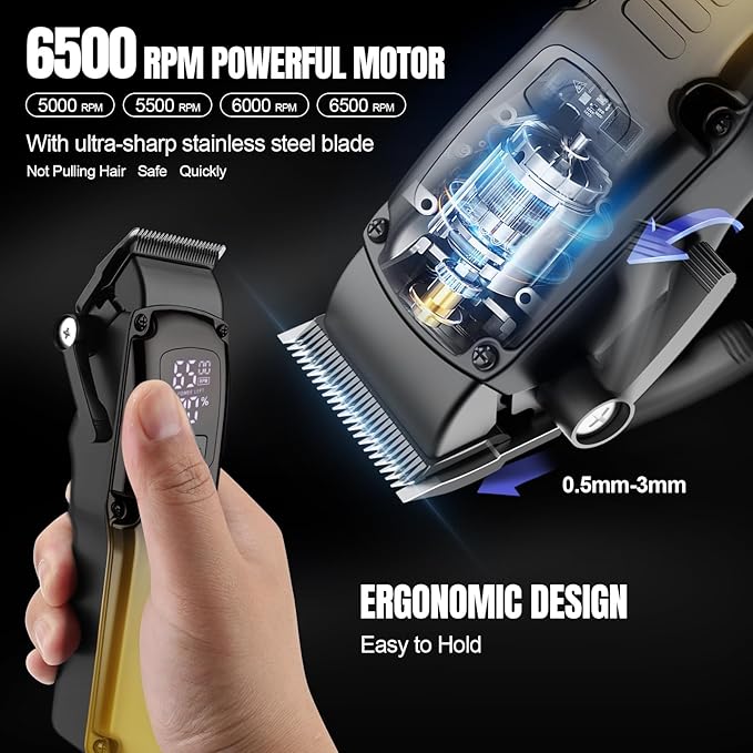 Zesuti Hair Clippers for Men,Cordless Beard Trimmer Electric Shavers Set