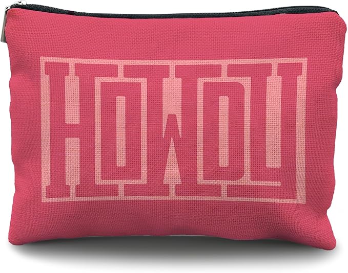 Likjad Howdy Makeup Bag - Hot Pink Retro Western Cosmetic Bag, Cowgirl Gifts