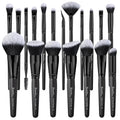 Bueart Design 19Pcs Ultra Soft Black Labeled Dense Hair Makeup Brushes Set
