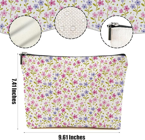 4 Packs Cute Flowers Makeup Bag Floral Wildflower Cosmetic Bag Flower Gifts