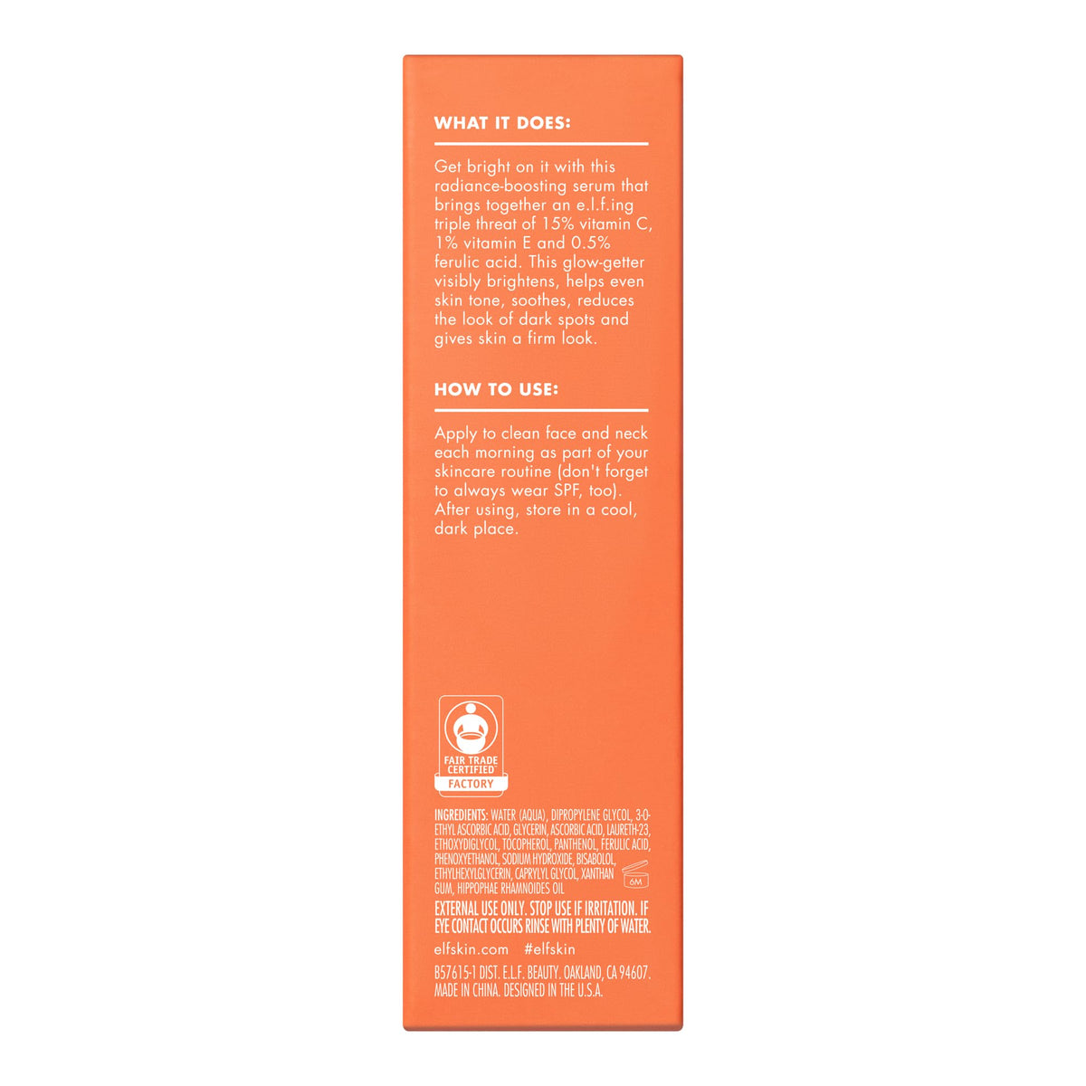 e.l.f. SKIN Bright Icon Vitamin C + E + Ferulic Serum, 1 oz
