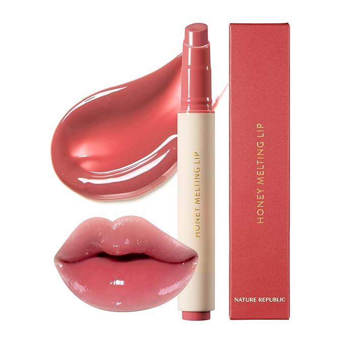 Nature Republic HONEY MELTING LIP (07 LYCHEE) | SOFT LIP STICK, Hydrating Gloss, Moisturizing balms, Sheer tint, Shine & Glowy Finish, korean make up